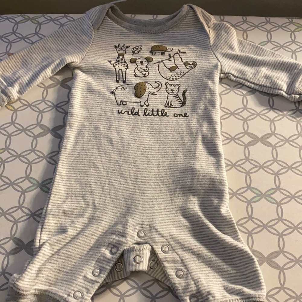 Grey & White Pajama Onesie. Size 3 Months